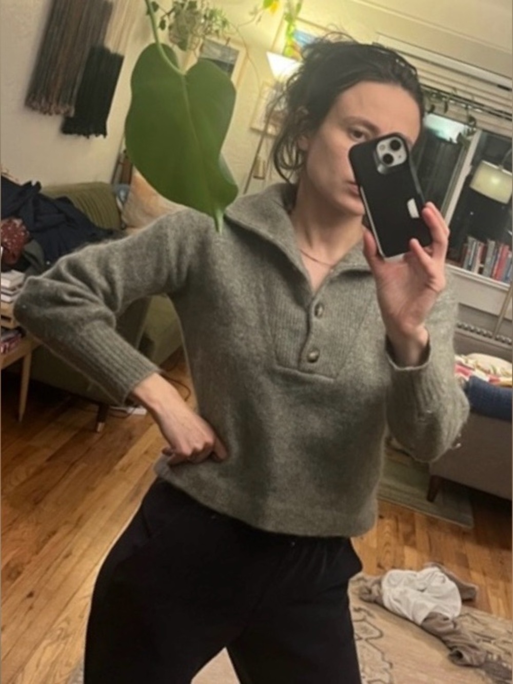 SÉZANE Mika Wool Mohair Sweater Jumper Olive Green XS - Picture 10 of 11
